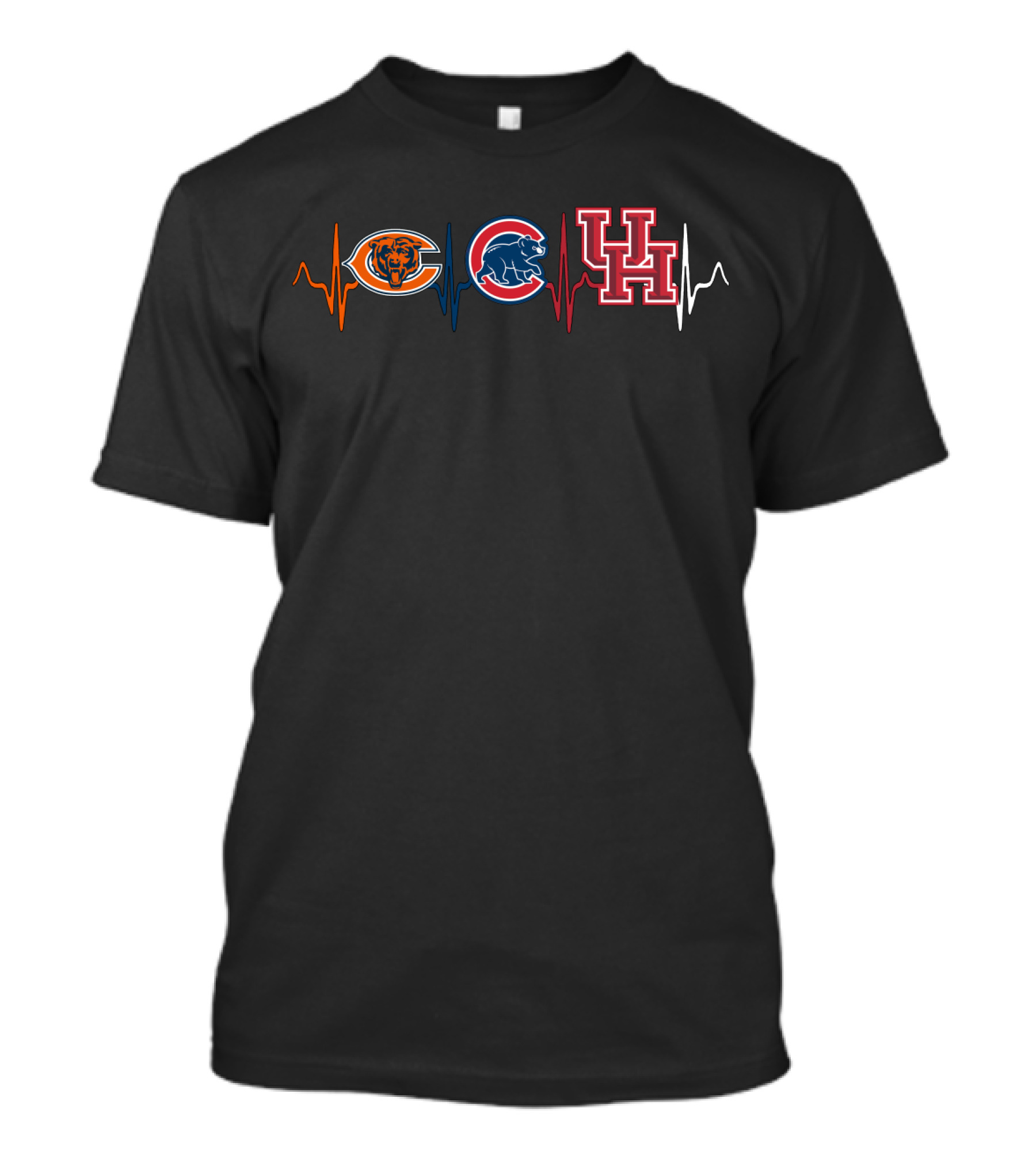 Chicago Bears Chicago Cubs University Of Houston Heartbeat T-Shirt