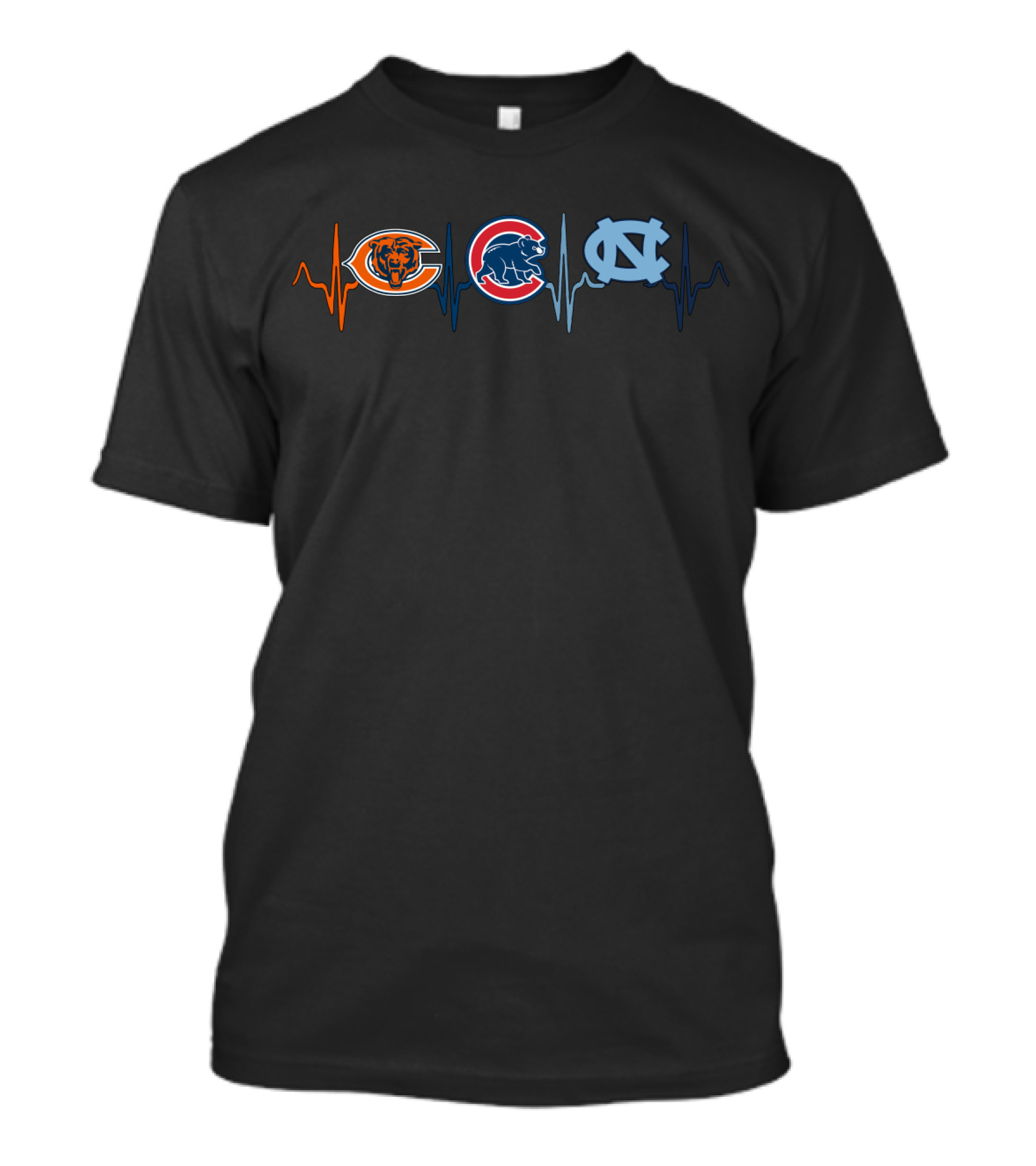 Chicago Bears Chicago Cubs North Carolina Tar Heels Heartbeat T-Shirt
