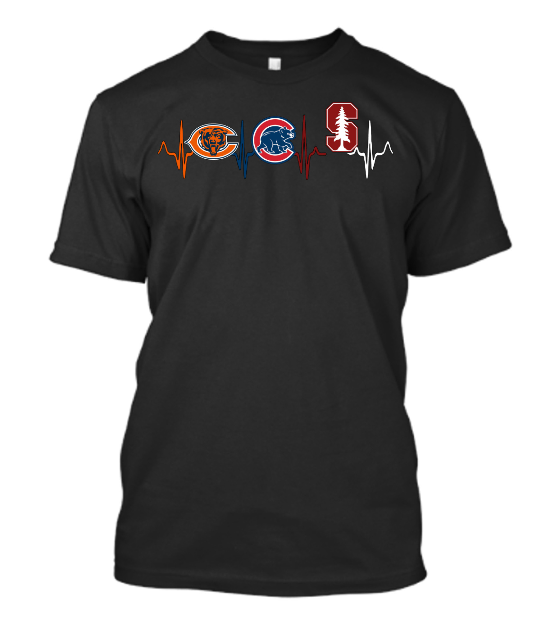 Chicago Bears Chicago Cubs Stanford Cardinal Heartbeat T-Shirt