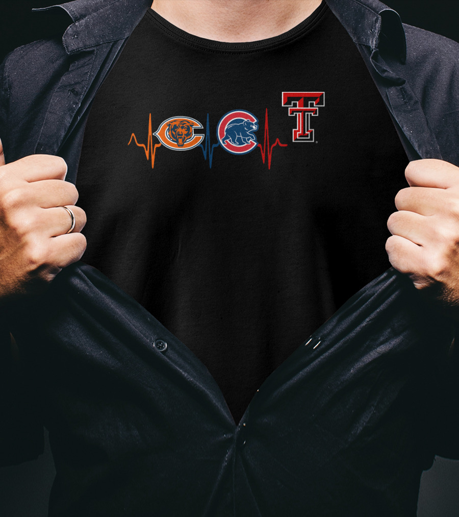 Chicago Bears Cubs Texas Tech Trr Heartbeat T-Shirt
