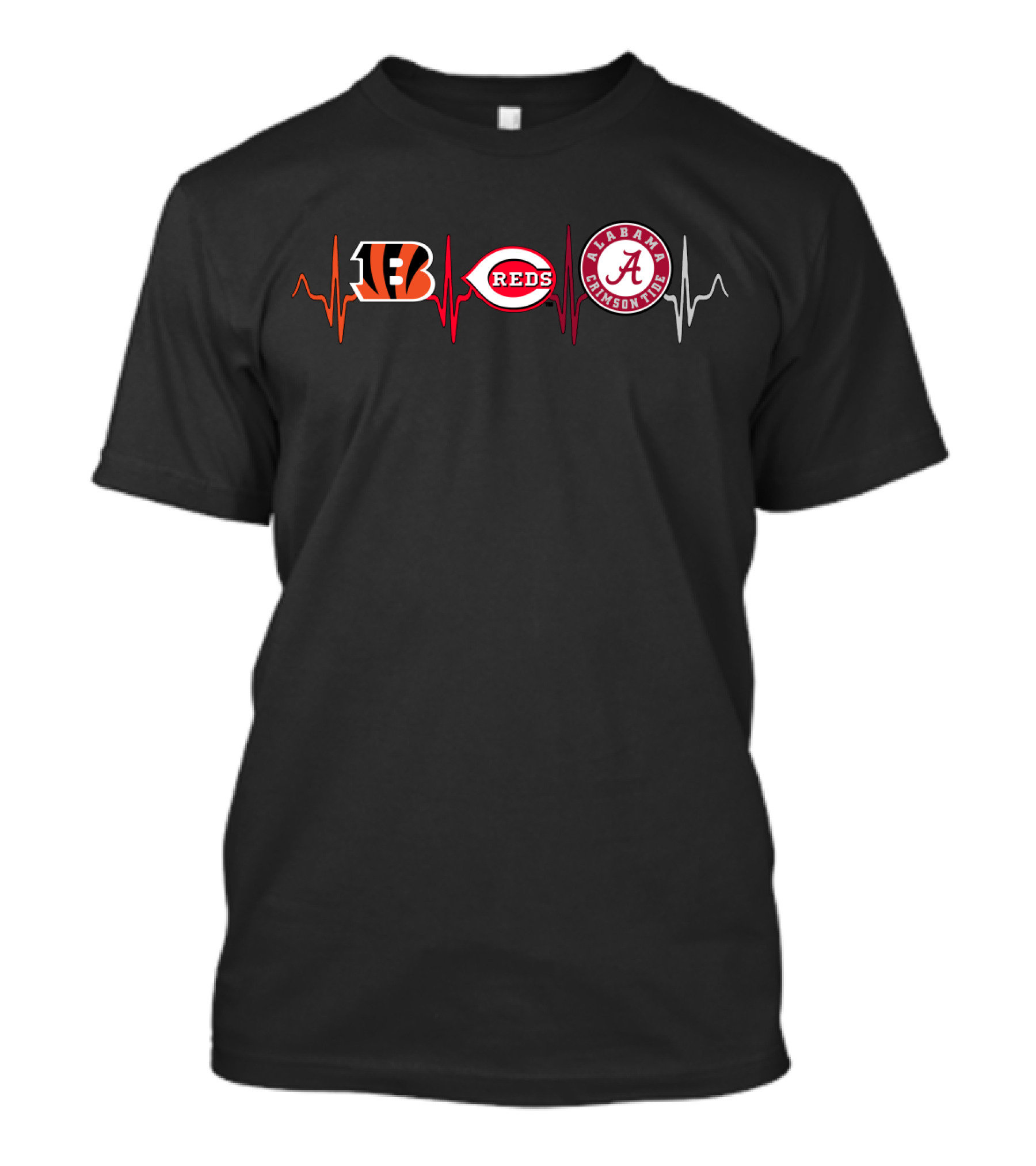 Bengals Reds Alabama Crimson Tide Heartbeat Love T-Shirt