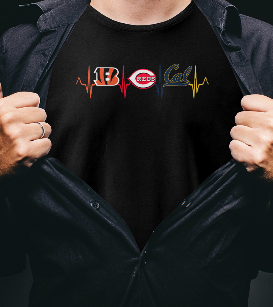 Love Bengals Reds Cal Heartbeat T-Shirt