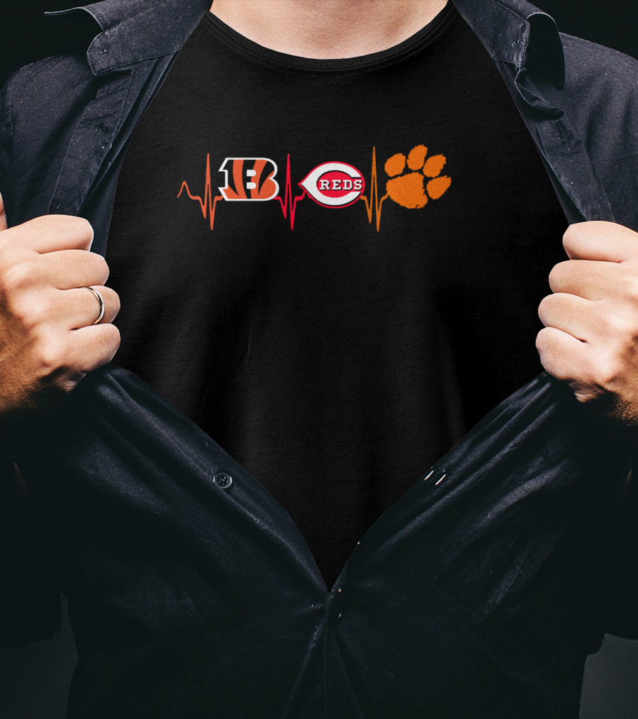 Bengals Reds Paw Heartbeat Sports Passion T-Shirt