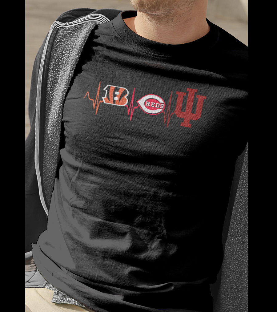 Bengals Reds Indiana Heartbeat T-Shirt