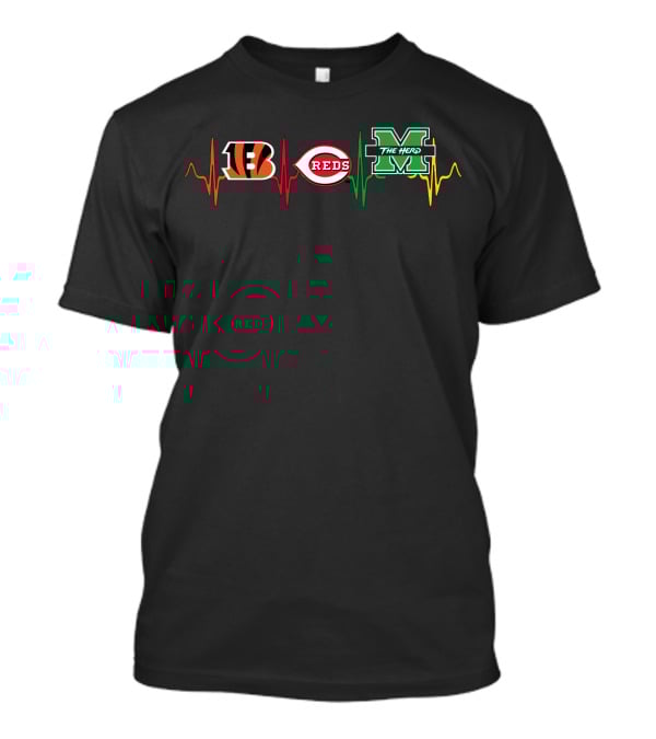 Bengals Reds The Herd Heartbeat Ekg T-Shirt