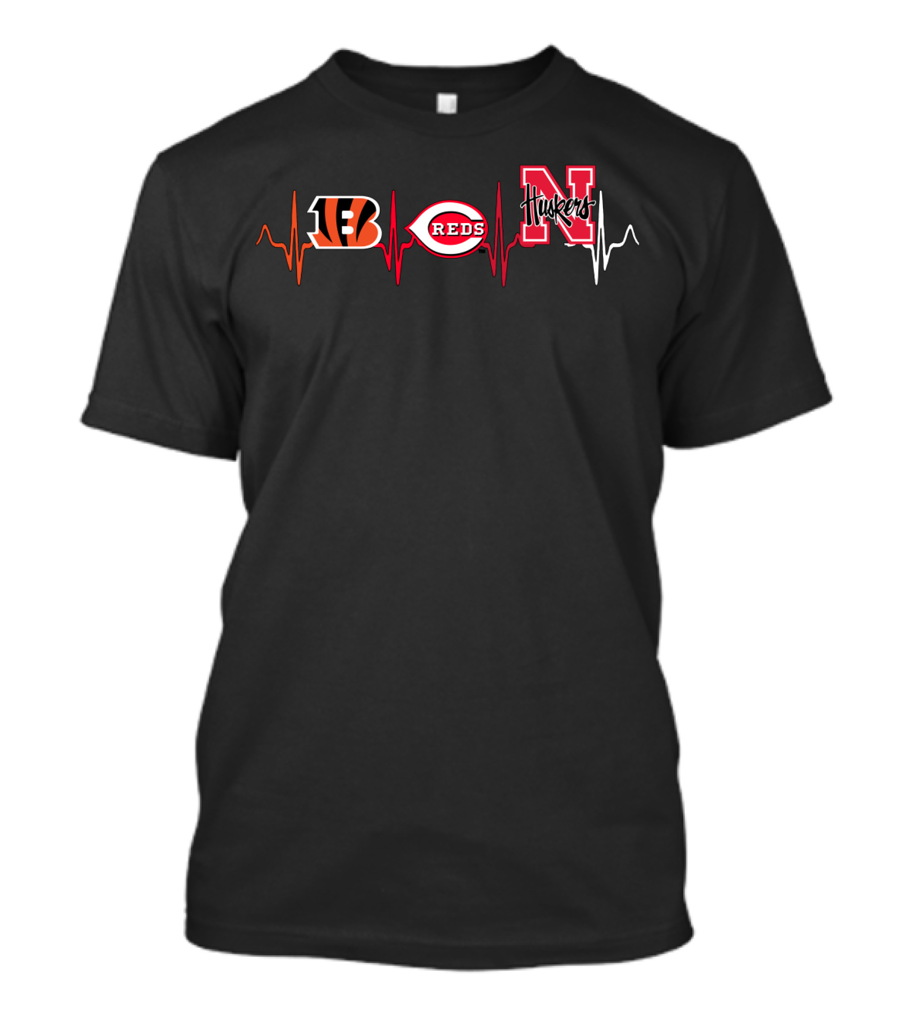Bengals Reds Huskers Heartbeat T-Shirt