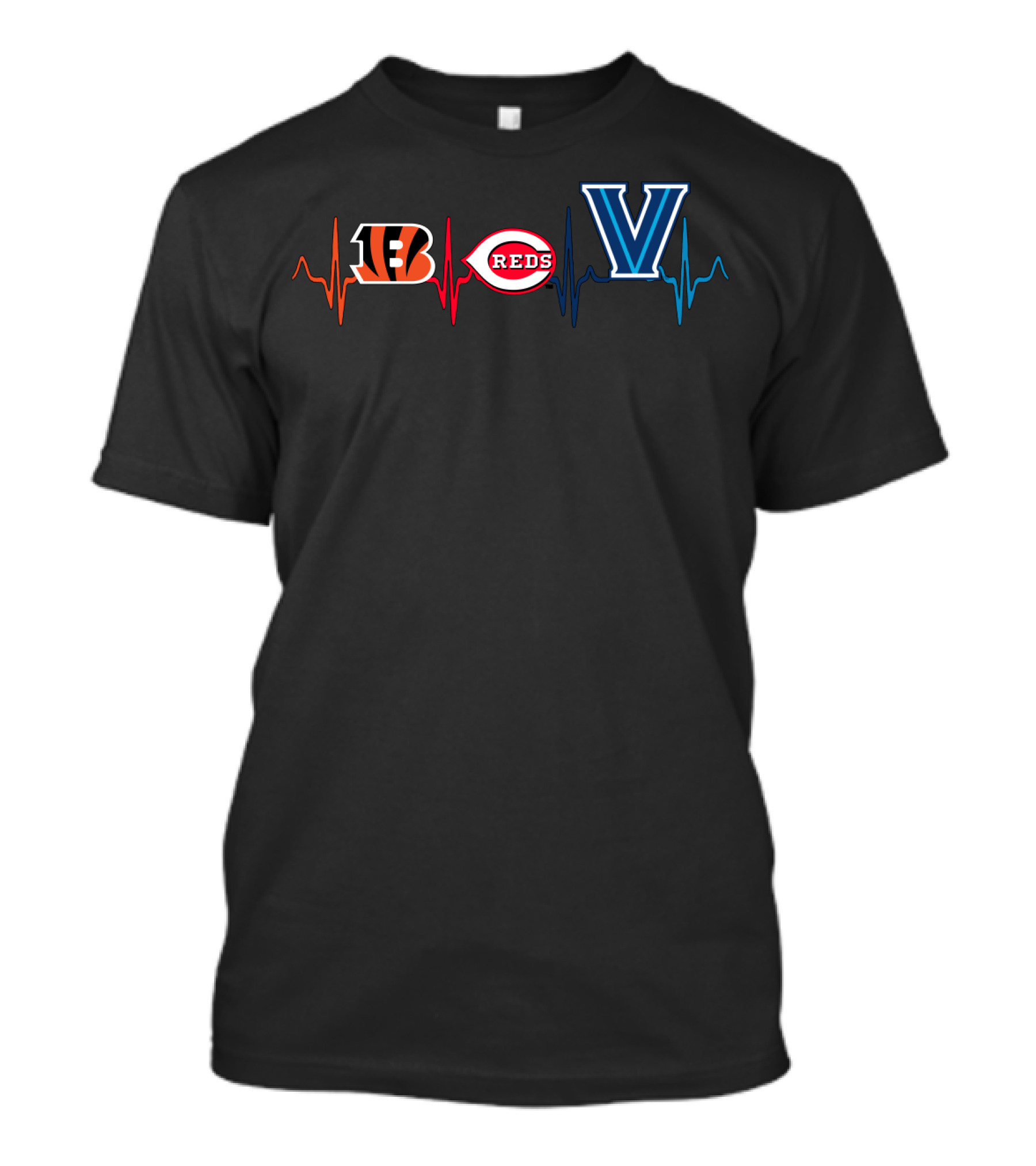 Bengals Reds Villanova Heartbeat T-Shirt