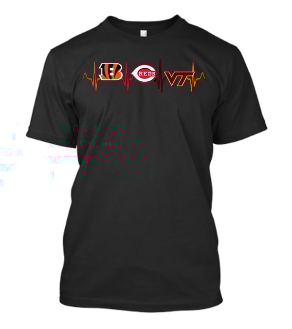 Bengals Reds Vt Love Heartbeat T-Shirt