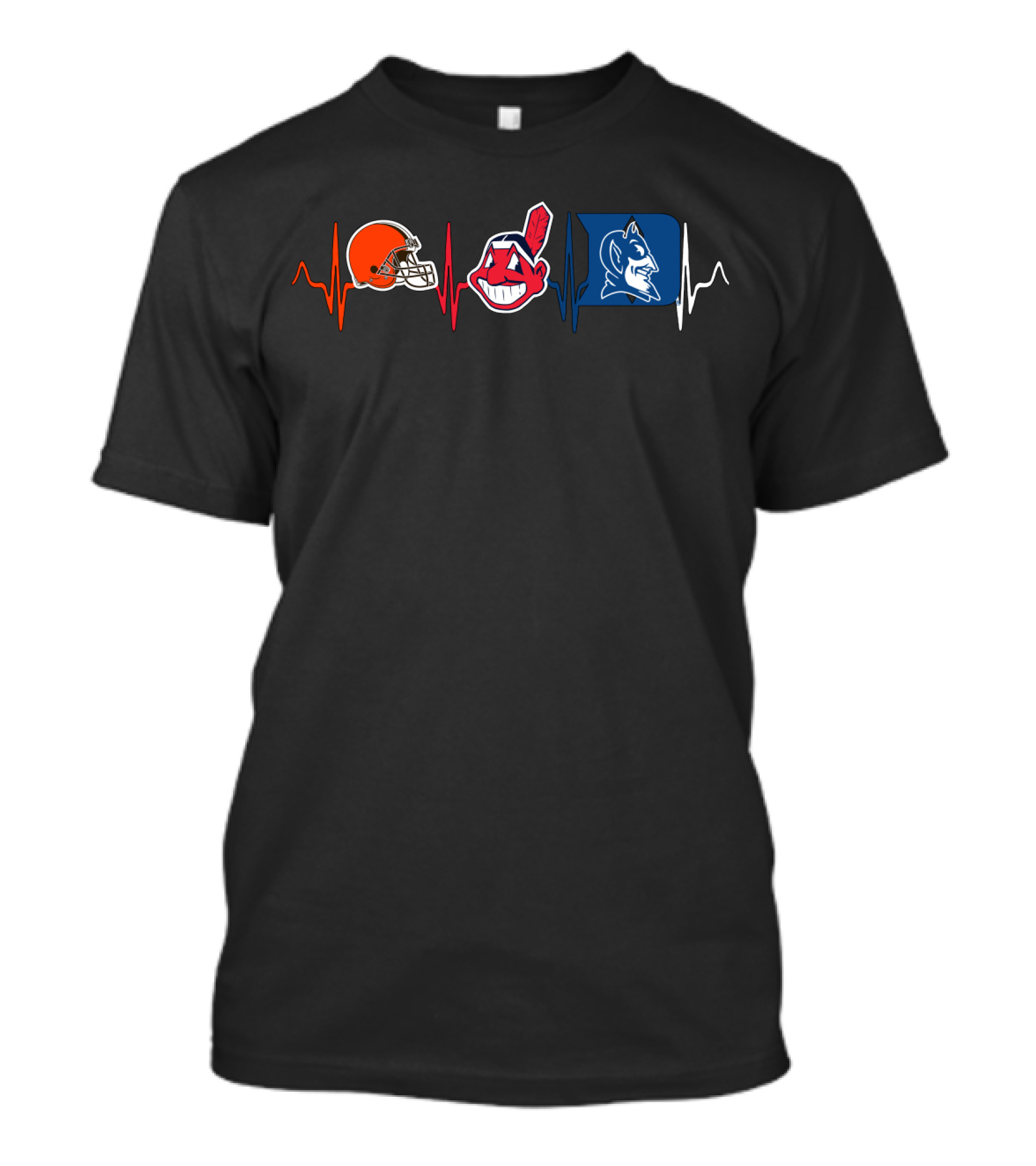 Cleveland Browns Cleveland Indians Duke Blue Devils Heartbeat T-Shirt