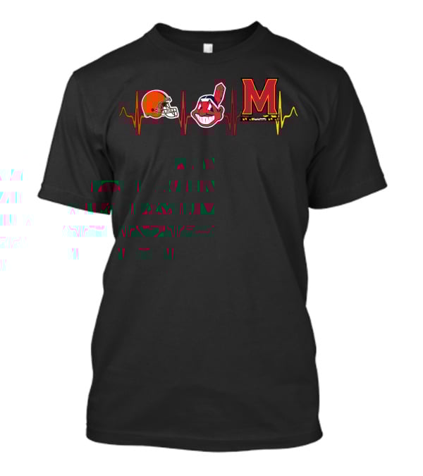 Cleveland Browns Indians Maryland Terrapins Heartbeat T-Shirt