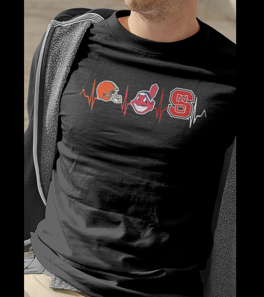 Love Browns Indians Ncs Heartbeat T-Shirt