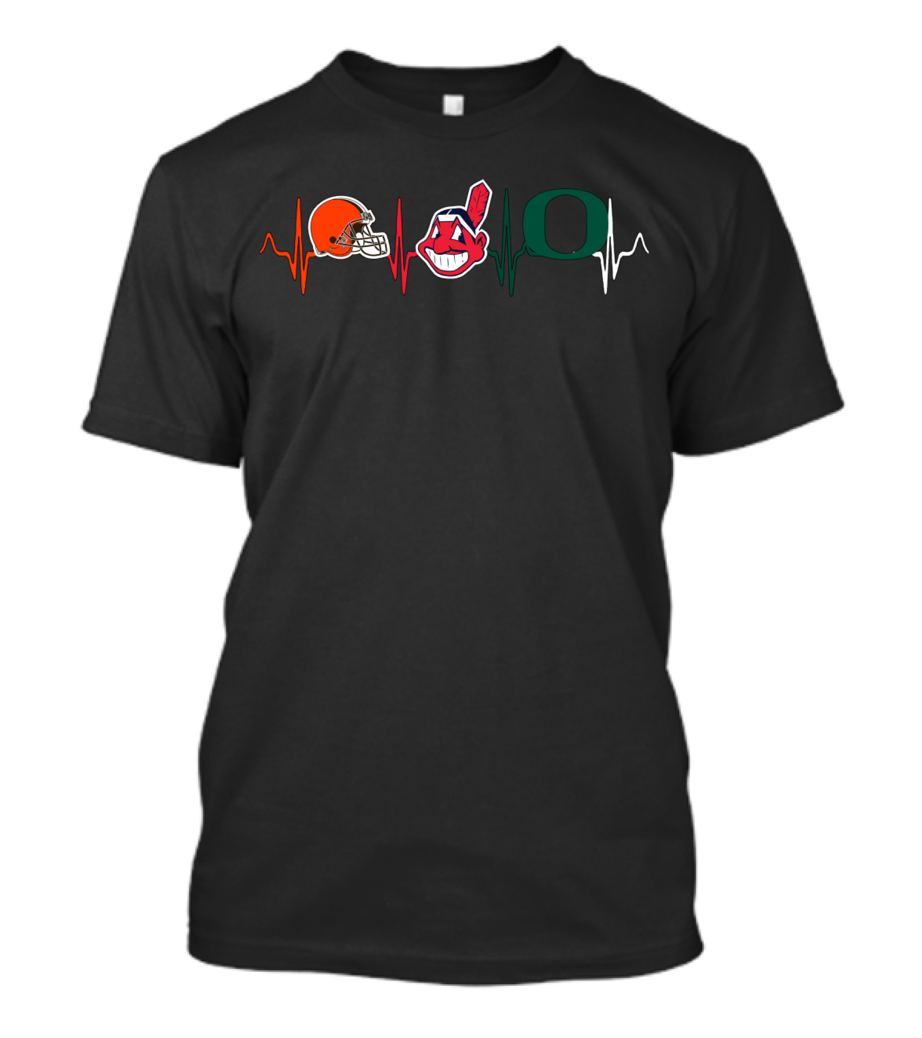 Cleveland Browns Indians Oregon Ducks Heartbeat T-Shirt
