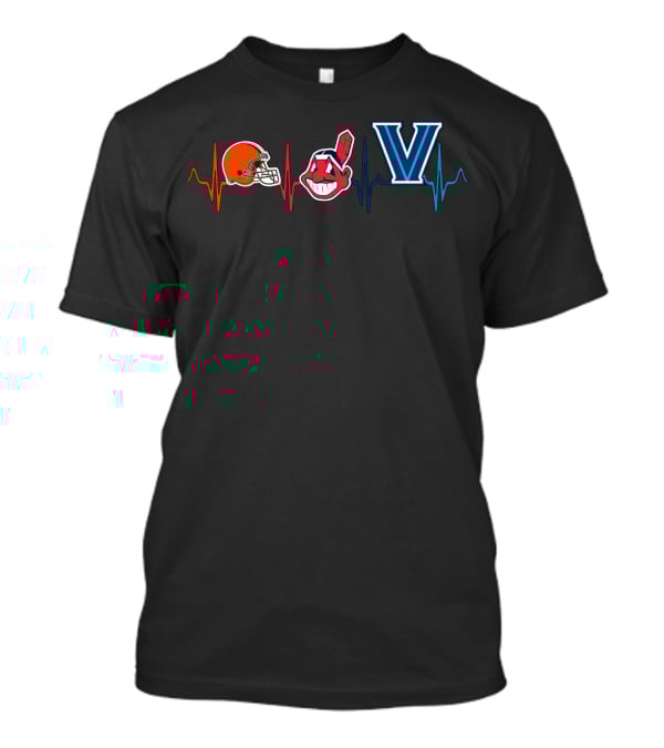Cleveland Browns Cleveland Indians Villanova Wildcats Heartbeat T-Shirt