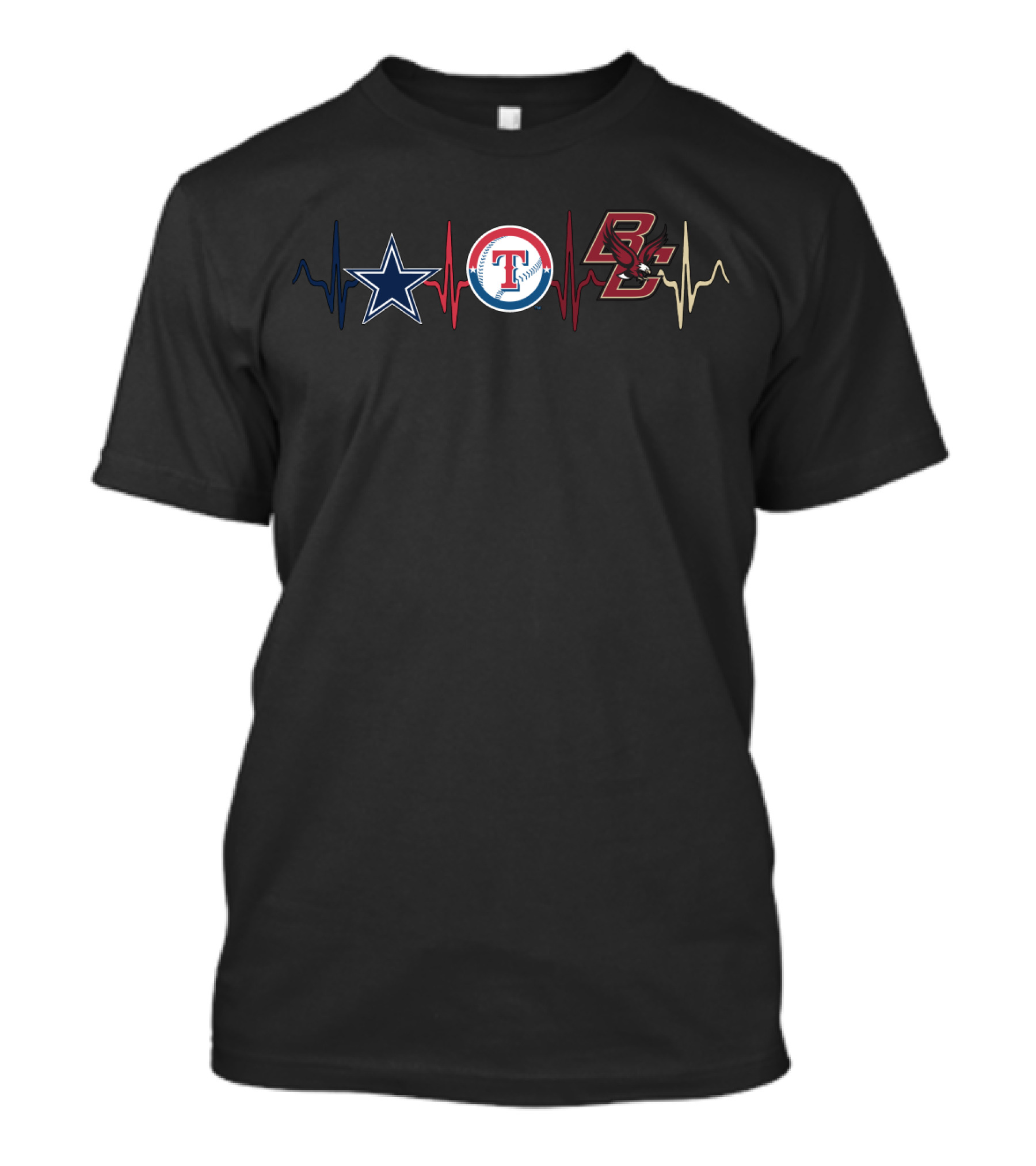 Cowboys Rangers Bce Love Heartbeat T-Shirt