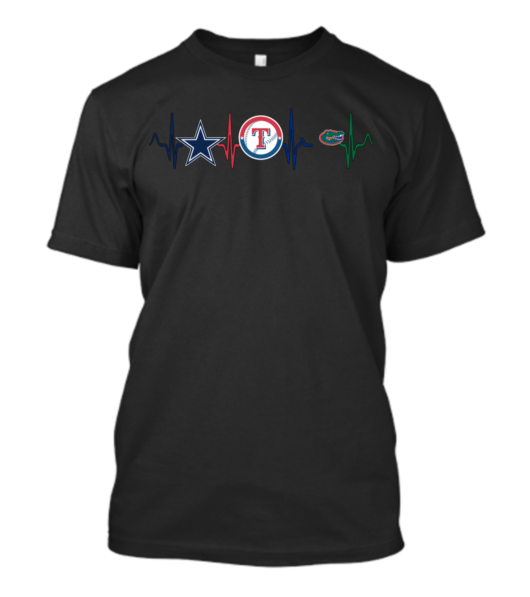 Dallas Cowboys Texas Rangers Florida Gators Heartbeat T-Shirt
