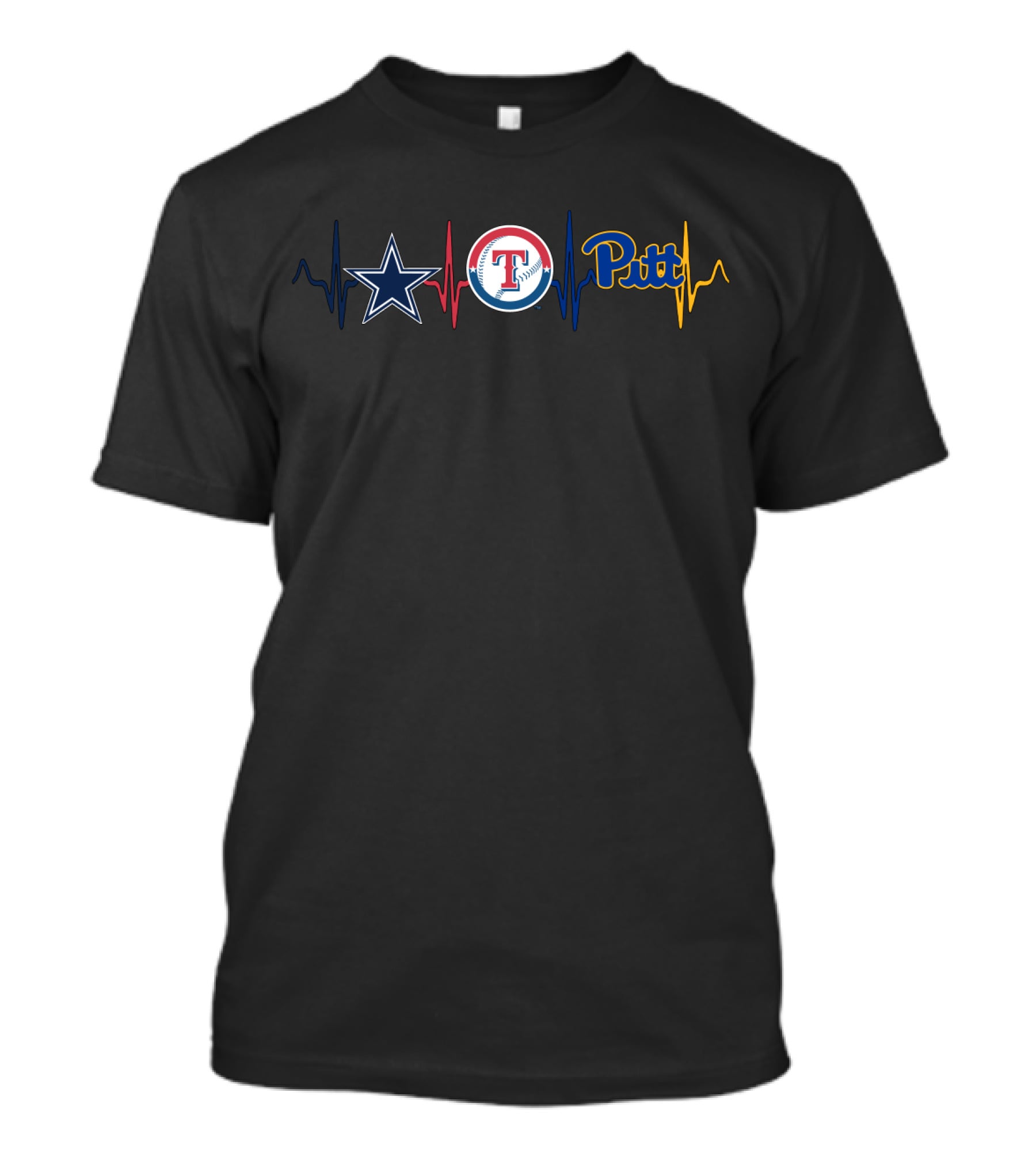Dallas Cowboys Texas Rangers Pittsburgh Panthers Heartbeat T-Shirt
