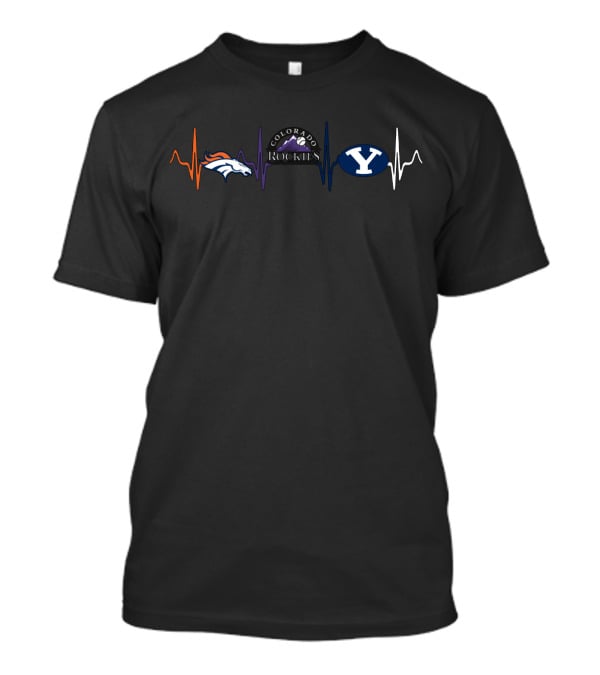 Love Broncos Colorado Rockies Byu Football Heartbeat T-Shirt