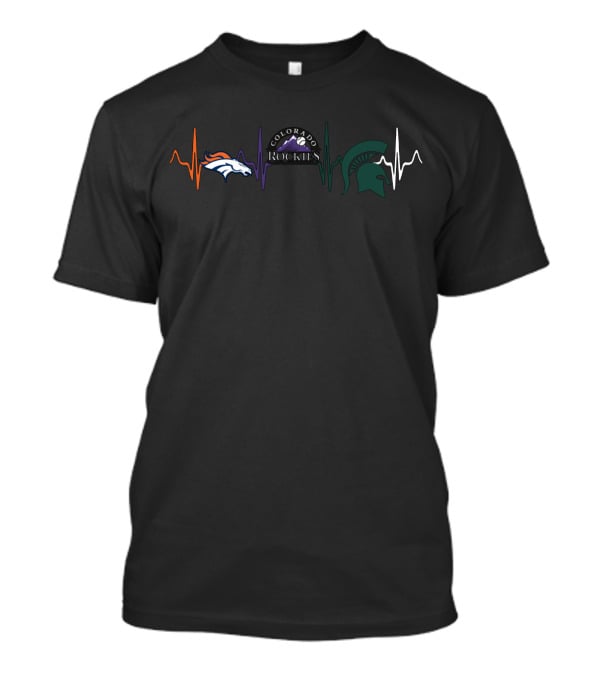 Broncos Rockies Michigan State Fans Heartbeat T-Shirt