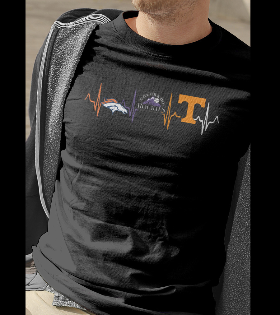 Love Broncos Rockies Tennessee Heartbeat T-Shirt