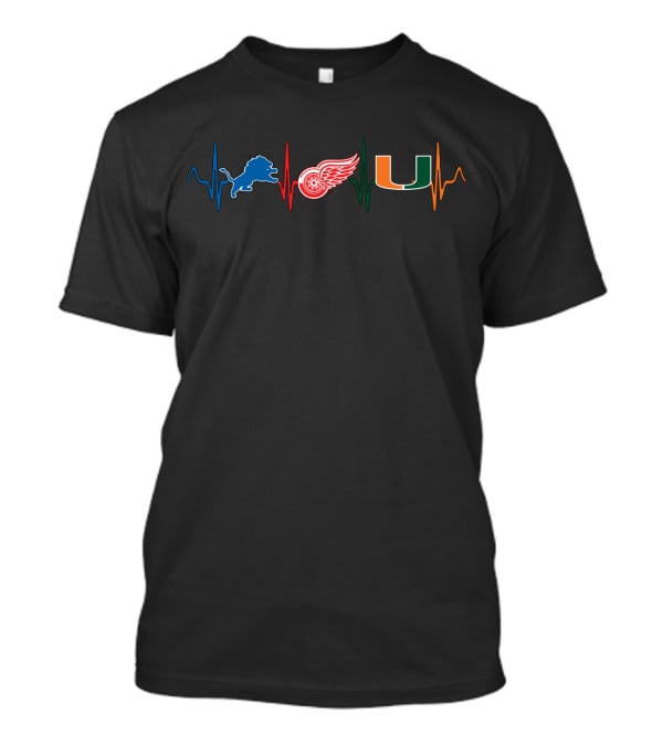 Love Lions Wings Detroit Miami Heartbeat T-Shirt