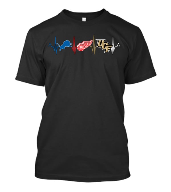 Detroit Lions Red Wings Ucf Knights Uk Heartbeat T-Shirt
