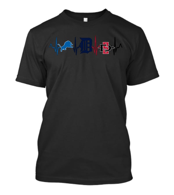 Detroit Lions Detroit Tigers San Diego State Aztecs Heartbeat Ems T-Shirt