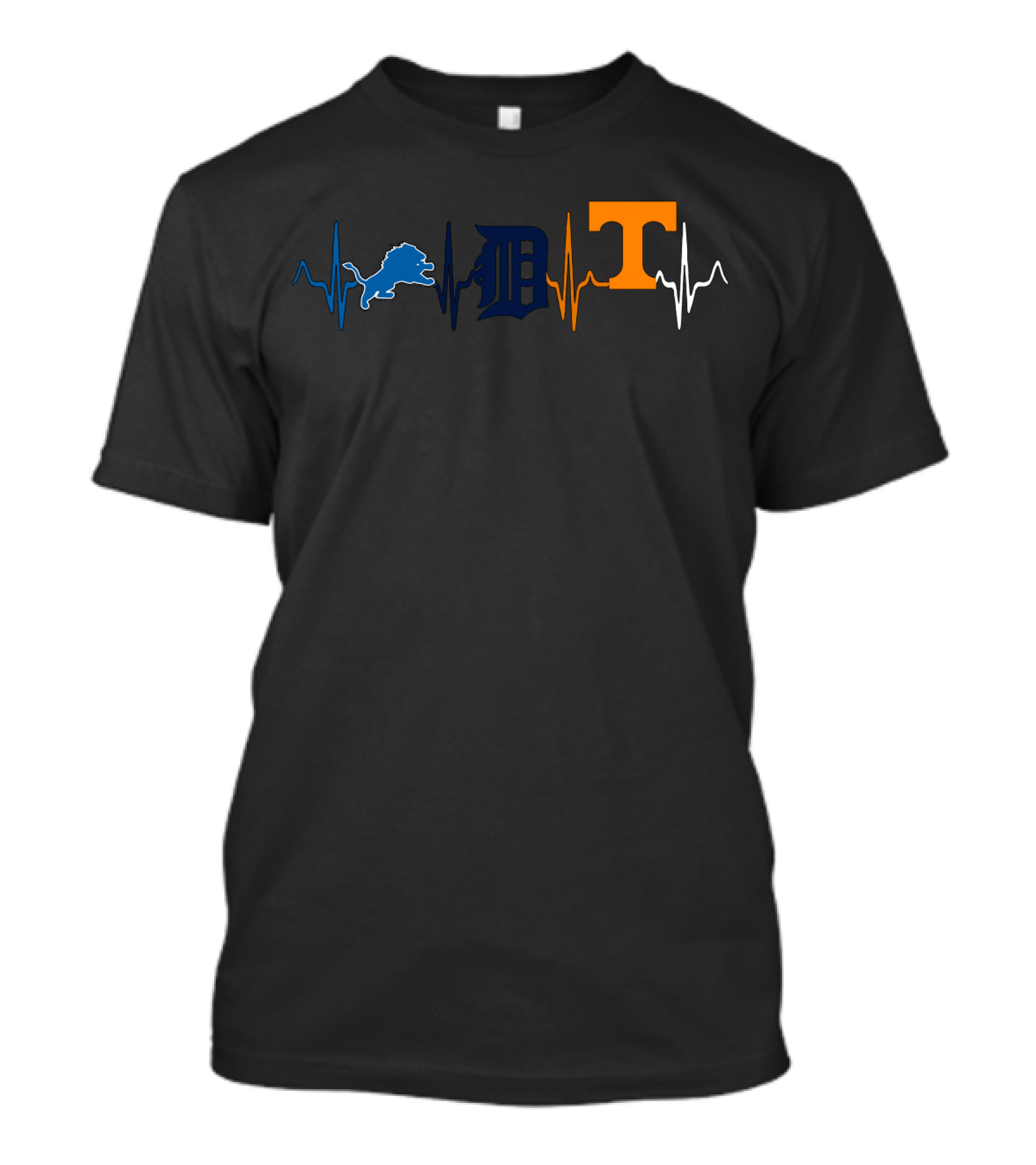 Detroit Lions Detroit Tigers Tennessee Volunteers Heartbeat T-Shirt