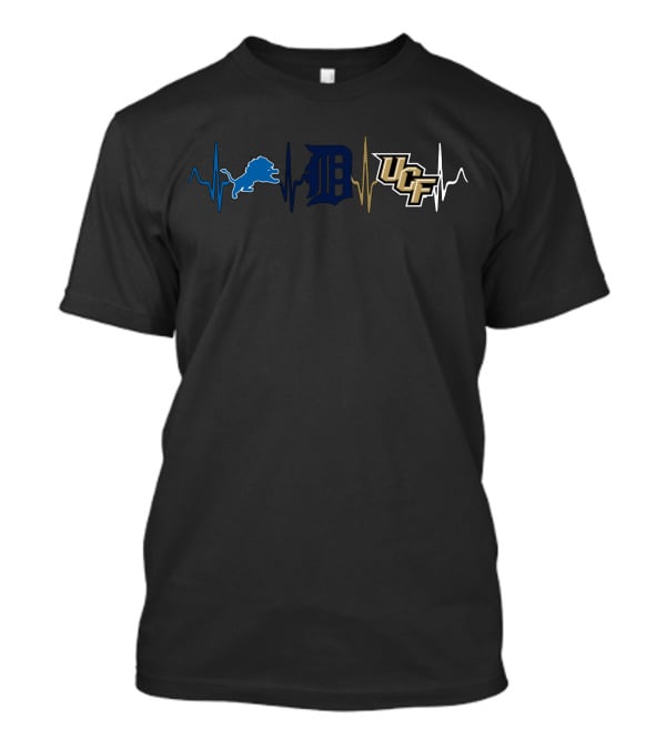 Detroit Lions Tigers Ucf Knights Heartbeat T-Shirt