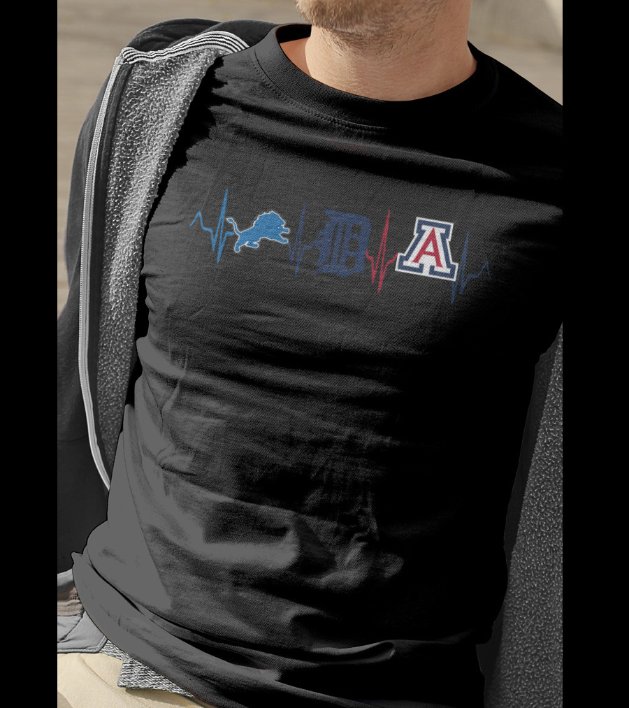 Detroit Lions Tigers Arizona Wildcats Heartbeat T-Shirt