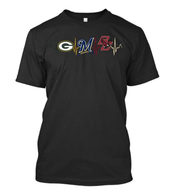 Love Packers Brewers Bc Heartbeat T-Shirt