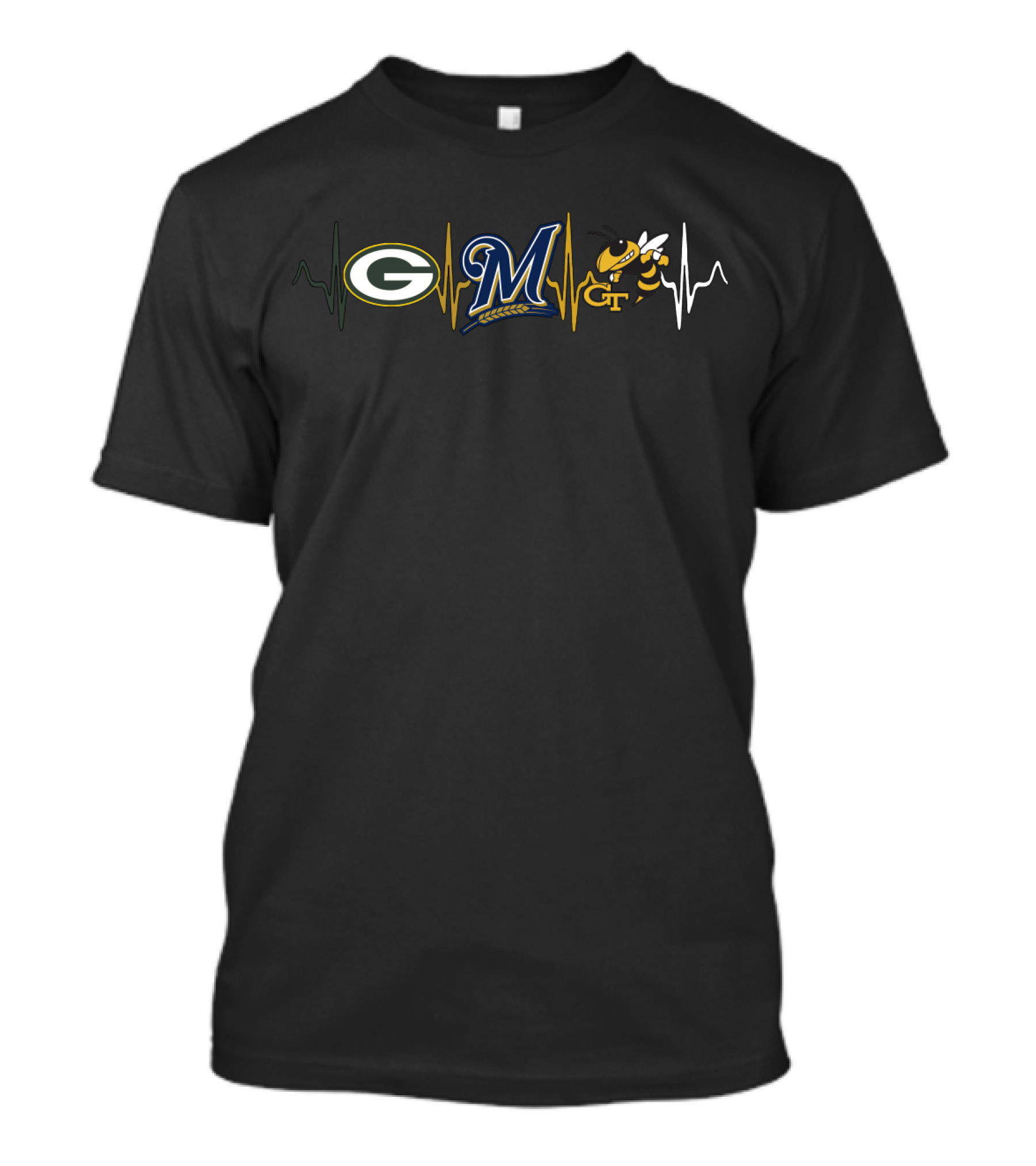 Packers Brewers Georgia Tech Heartbeat T-Shirt