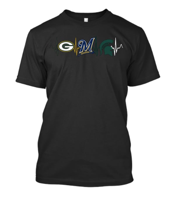 Packers Brewers Spartans Heartbeat T-Shirt