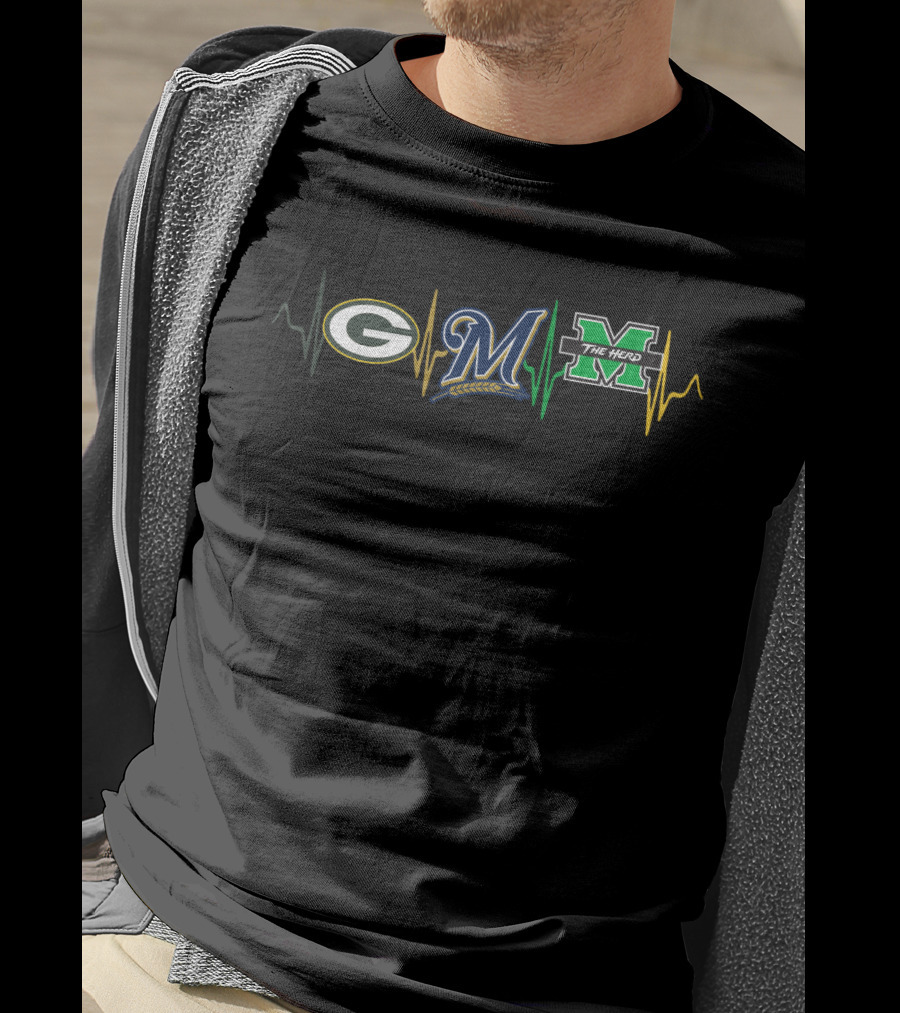 Love Packers Brewers Herd Heartbeat Vibes T-Shirt