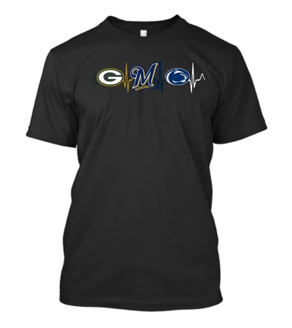 Packers Brewers Penn State Heartbeat T-Shirt