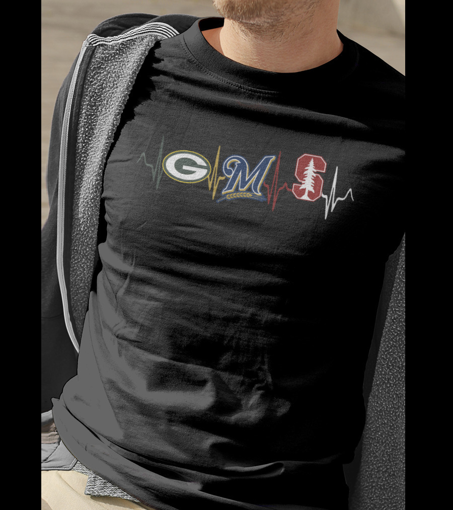 Packers Brewers Stanford Heartbeat Logo Mashup T-Shirt