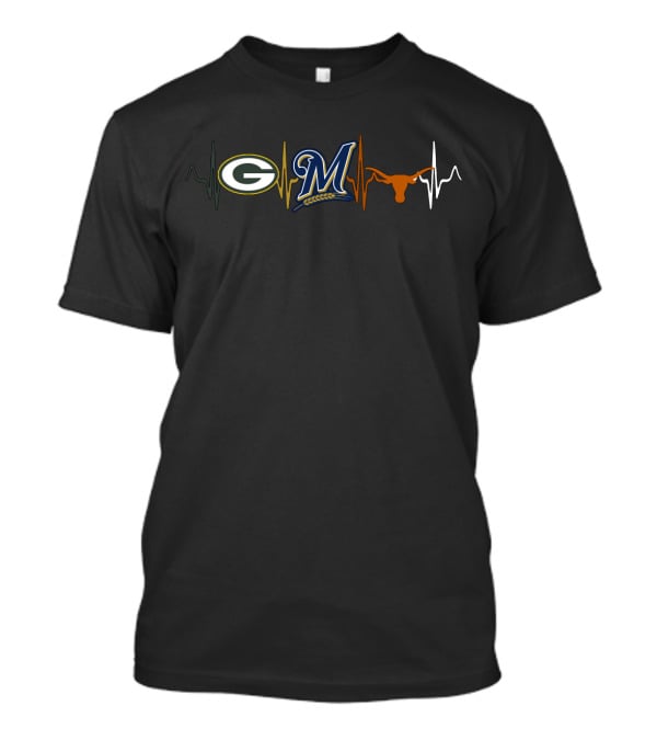 Packers Brewers Longhorns Heartbeat T-Shirt