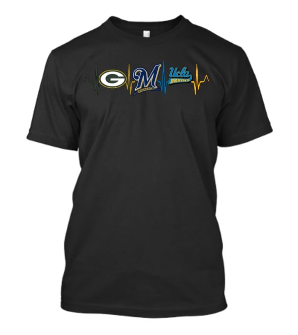 Love Packers Milwaukee Brewers Ucla Bruins Heartbeat T-Shirt