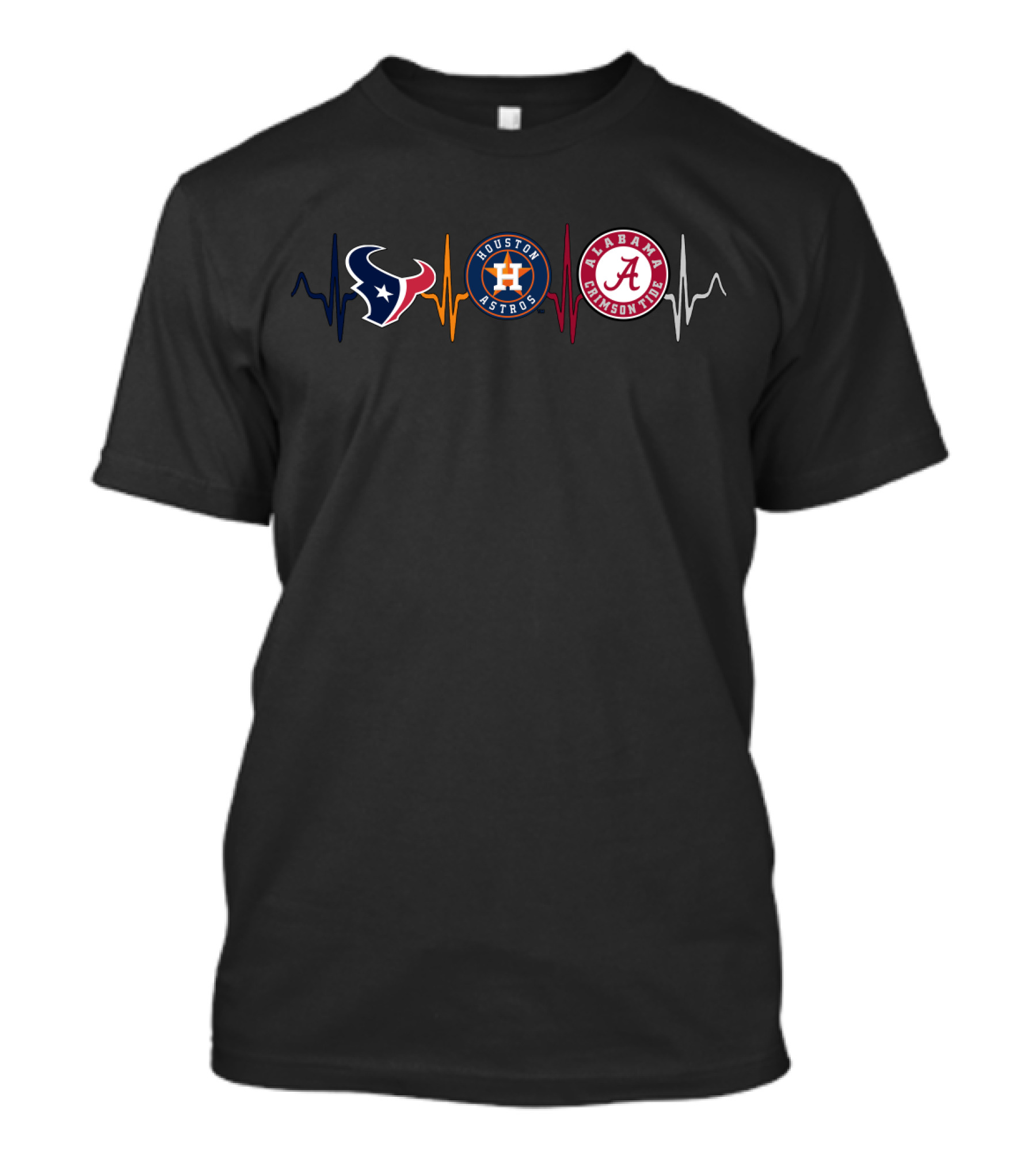 Love Texans Houston Astros Alabama Crimson Tide Heartbeat T-Shirt