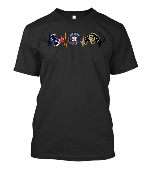 Houston Texans Houston Astros Colorado Buffaloes Heartbeat T-Shirt