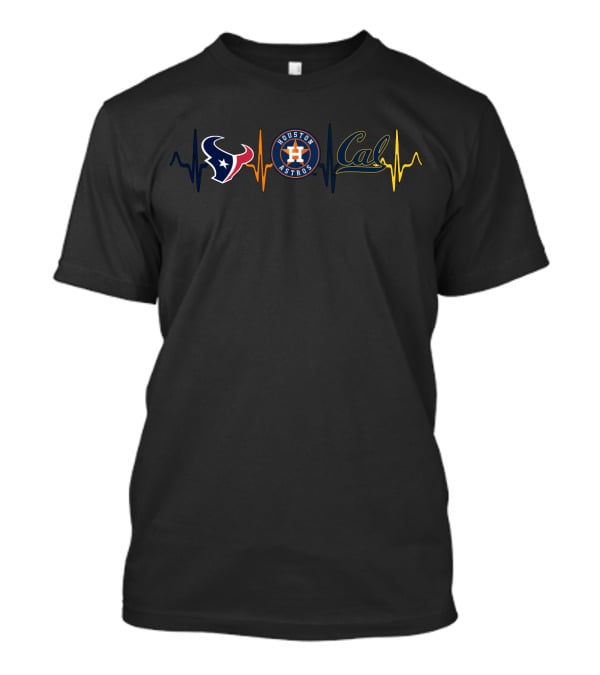 Houston Texans Astros Cal Golden Bears Ekg Heartbeat Fan Love T-Shirt