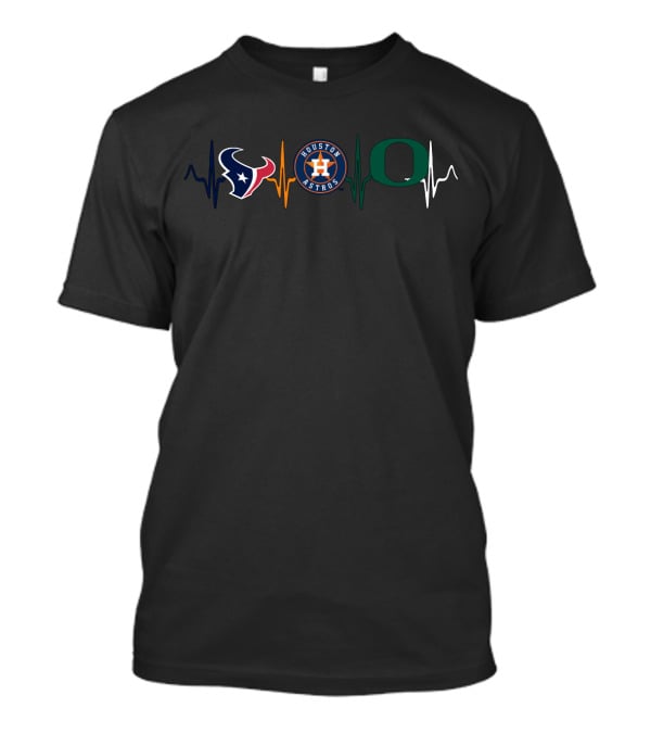 Love Texans Houston Astros Oregon Ducks Heartbeat T-Shirt