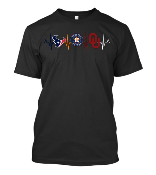 Houston Texans Astros Oklahoma Sooners Heartbeat T-Shirt
