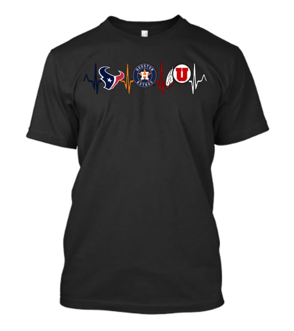 Texans Houston Astros Utes Heartbeat Logo Collection T-Shirt