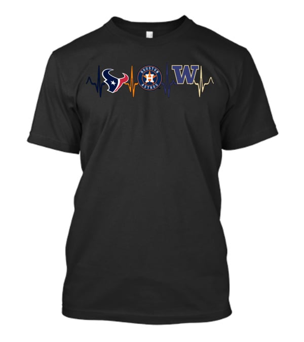Houston Texans Houston Astros Washington Huskies Heartbeat T-Shirt