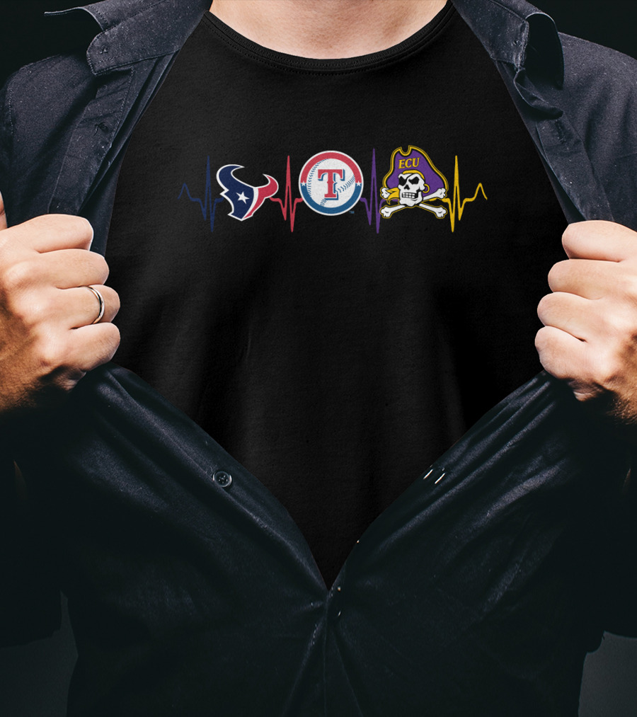 Houston Texans Love With Dallas Rangers And Ecu Pirates Ecp T-Shirt