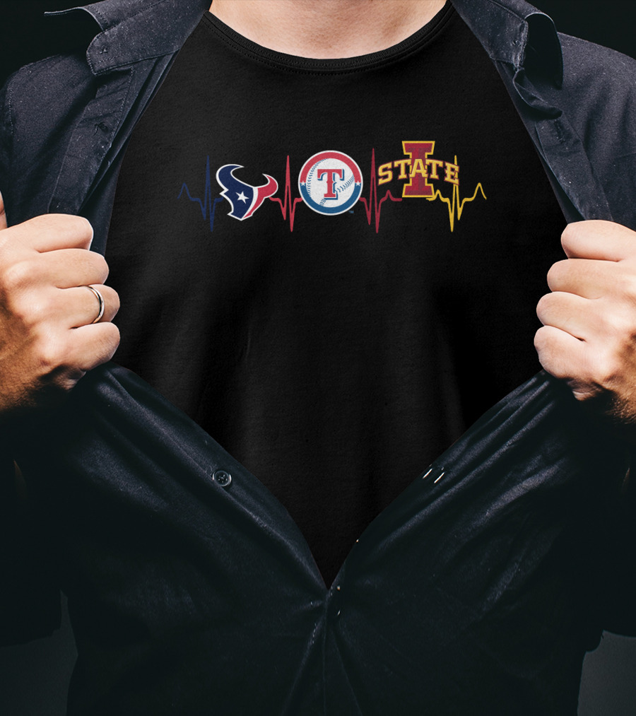 Texans Rangers Iowa State Heartbeat T-Shirt
