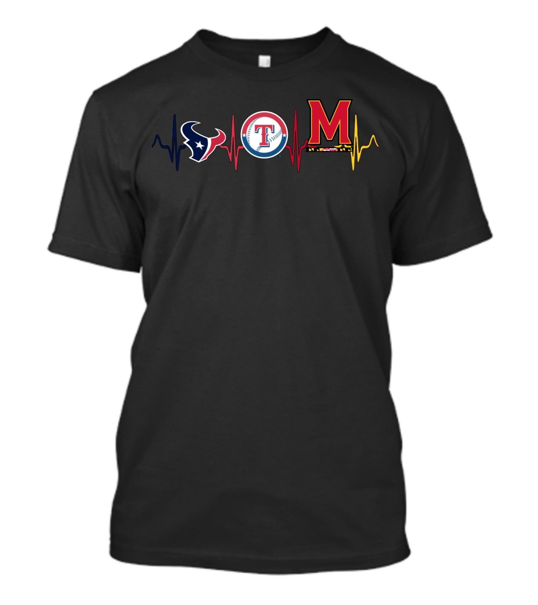 Love Texans Rangers Maryland Heartbeat T-Shirt