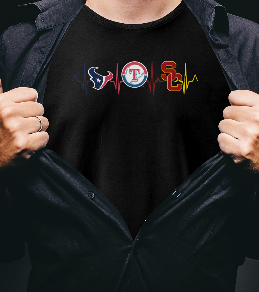 Texans Rangers Usc Heartbeat T-Shirt