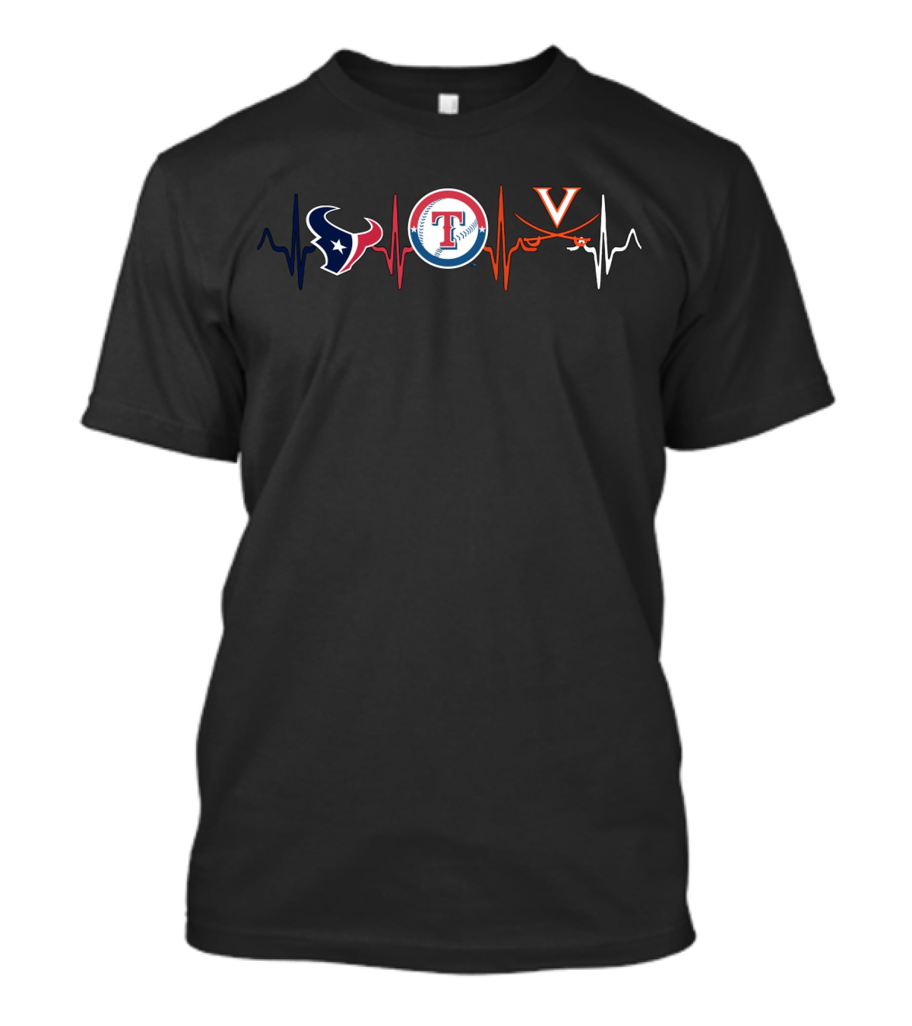Texans Love Rangers Vca Heartbeat Icons T-Shirt