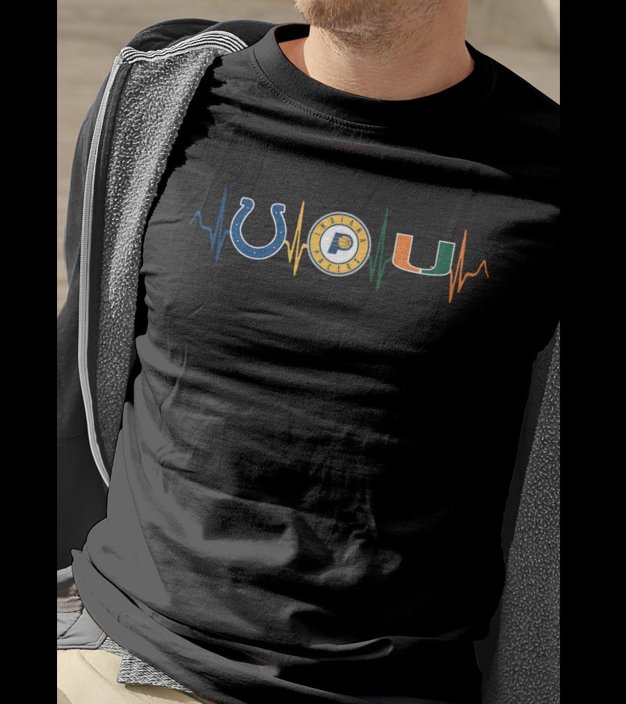 Love Colts Pacers U Heartbeat T-Shirt